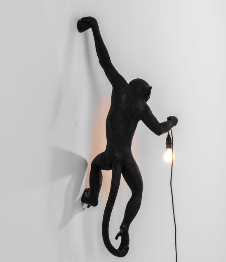 Seletti Monkey Lamp Black Wall