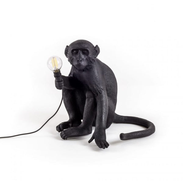 Seletti Monkey Lamp Black Sitting