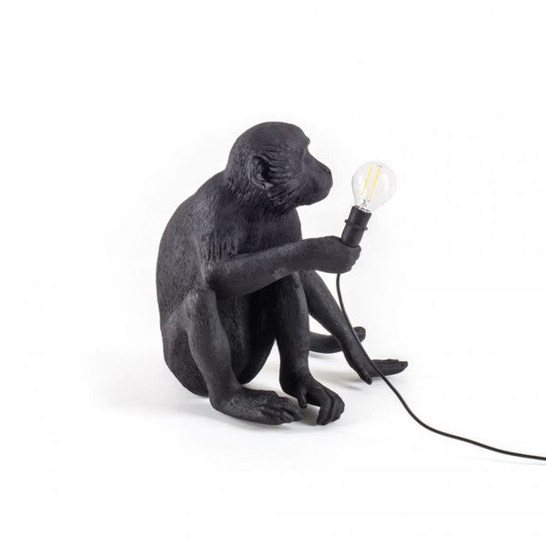 Seletti Monkey Lamp Black Sitting