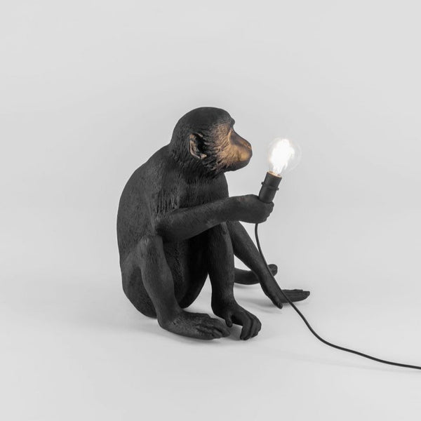 Seletti Monkey Lamp Black Sitting