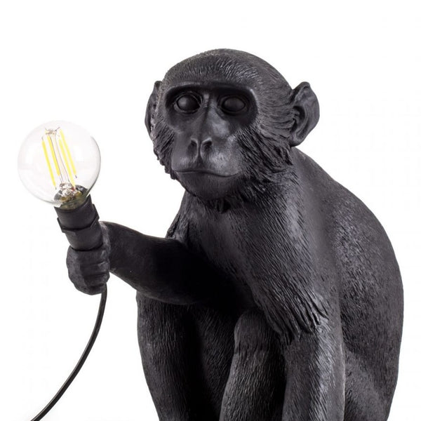 Seletti Monkey Lamp Black Sitting