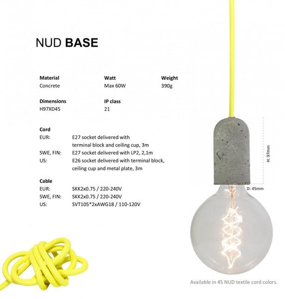 NUD Base Cementfatning med sort ledning køb i areastore.dk