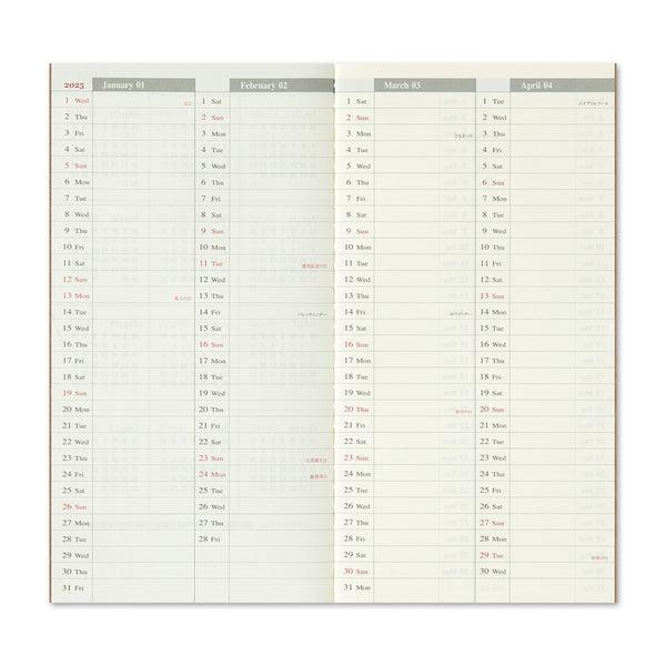 Traveler's Company Traveler's Notebook 2025 Weekly Vertical Diary