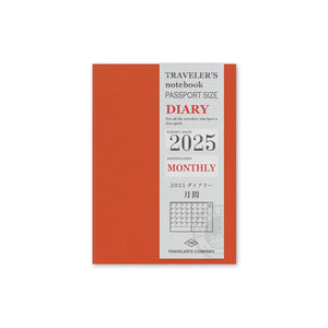 Traveler's Company Traveler's Notebook 2025 Montly Diary Passport Size