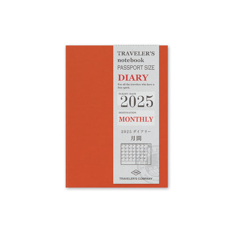 Traveler's Company Traveler's Notebook 2025 Montly Diary Passport Size