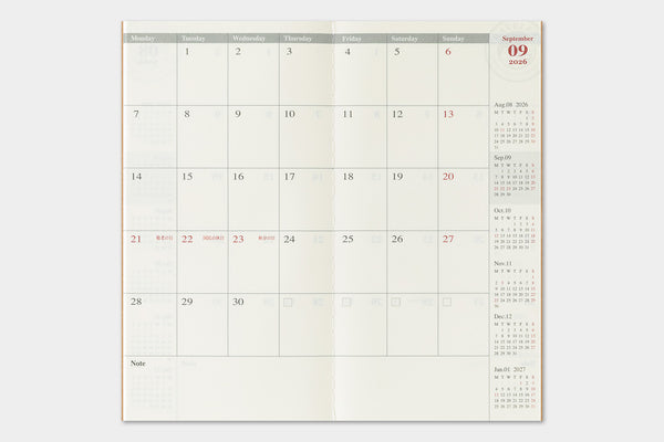 Traveler's Company Traveler's Notebook 2026 Monthly Diary