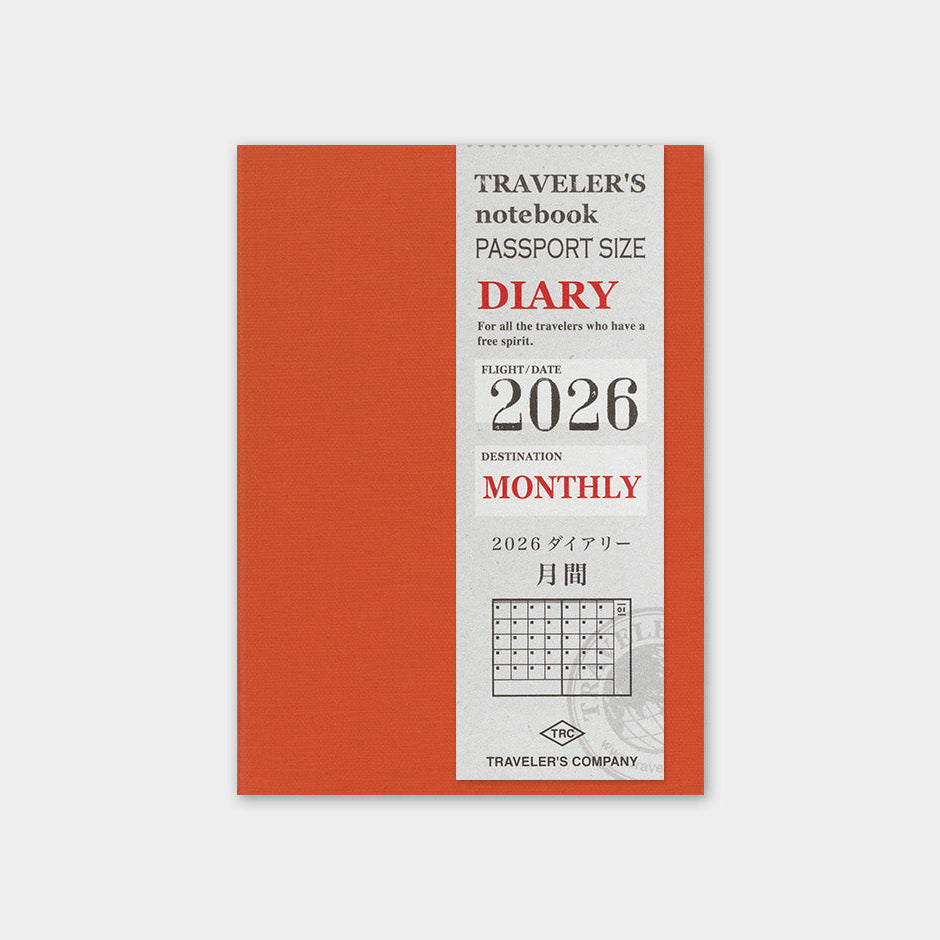 Traveler's Company Traveler's Notebook 2026 Montly Diary Passport Size