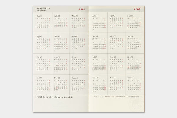 Traveler's Company Traveler's Notebook  2027 Monthly Diary