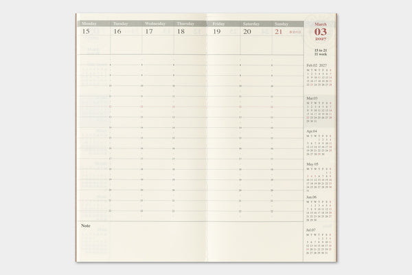 Traveler's Company Traveler's Notebook  2027 Weekly Vertical Diary