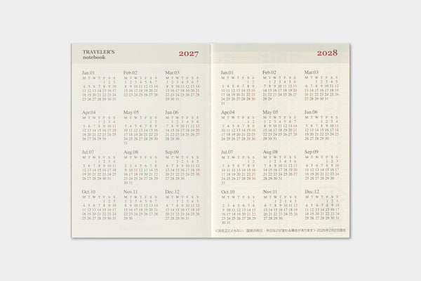 Traveler's Company Traveler's Notebook  2027 Weekly Passport Size Diary