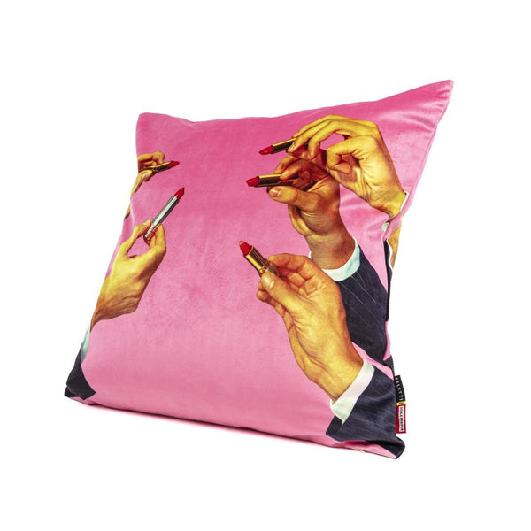 SELETTI X TOILETPAPER Pink Lipstick Cushion