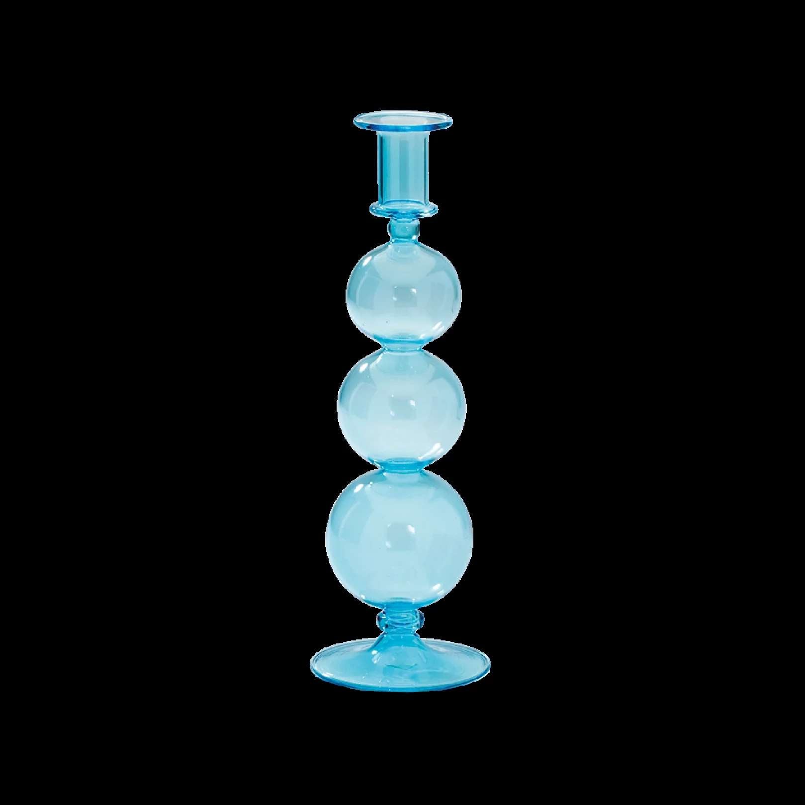 Glass Candle Holder Aqua Bubbles - Lysestage