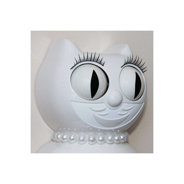 Kit Cat Klock - White Lady - Det kendte katteur med rullende øjne
