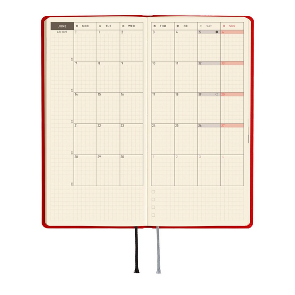 Hobonichi Techo 2027 Weeks Colors: Poppy Red