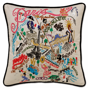 Hand Embroidered Pillow Paris - Håndbroderet pude med motiver