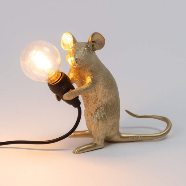 Seletti Mouse Lamp Gold Sitting