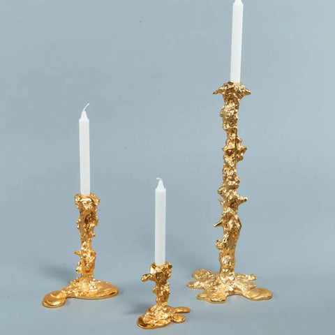 Drip Candle Holder- Lysestage  - Gold.