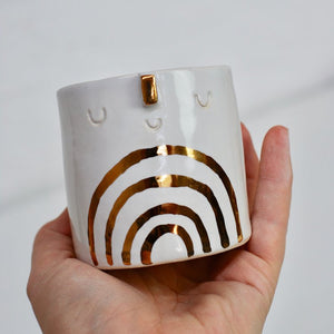 Mini Gold Rainbow Pot - Håndlavet keramisk urtepotte