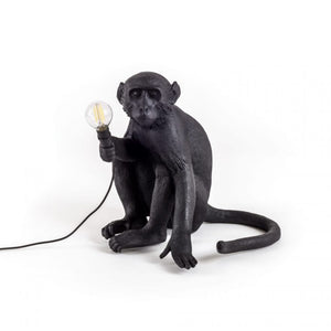 Seletti Monkey Lamp Black Sitting - Abelampe Siddende