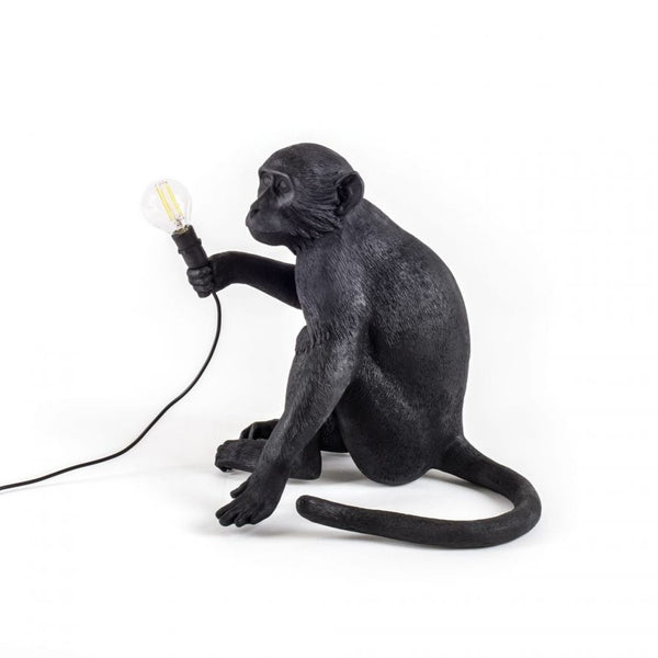 Seletti Monkey Lamp Black Sitting