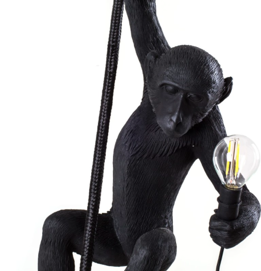 Seletti Monkey Lamp Black Ceiling Version