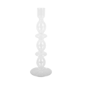 Glass Candle Holder Bubbles Large - Clear - Lysestage