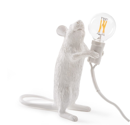 Seletti Mouse Lamp White Standing -  Lampe Mus Stående